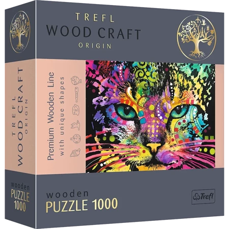 Puzzle 1000 drewniane Kolorowy kot 20148