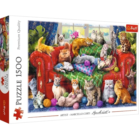 Puzzle 1500 Kociaki na sofie 26198