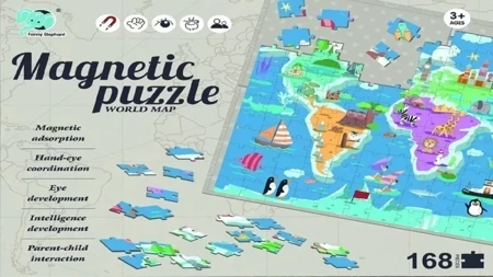 Puzzle 168 magnetyczne Mapa Świata