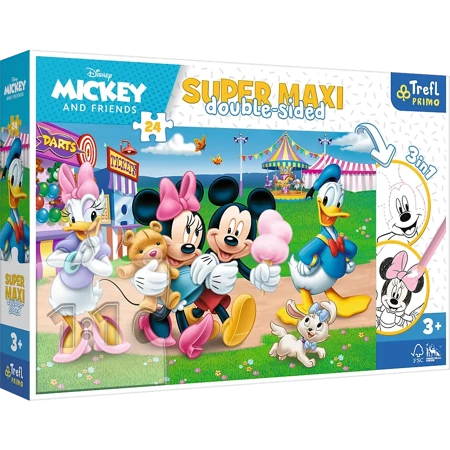 Puzzle 24 SUPER MAXI Mickey w wesołym miasteczku 41005