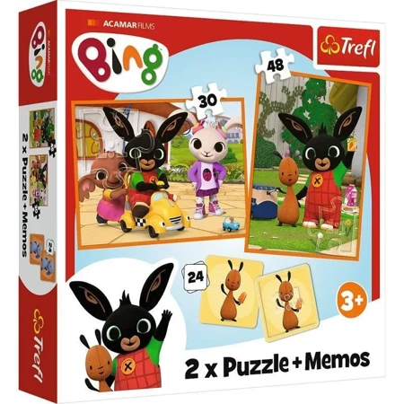 Puzzle 2w1 + memos Bing z przyjaciółmi 93332