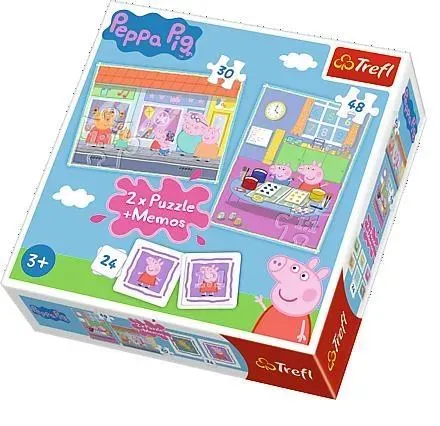 Puzzle 2w1 + memos Świnka Peppa, Dzień Peppy Trefl