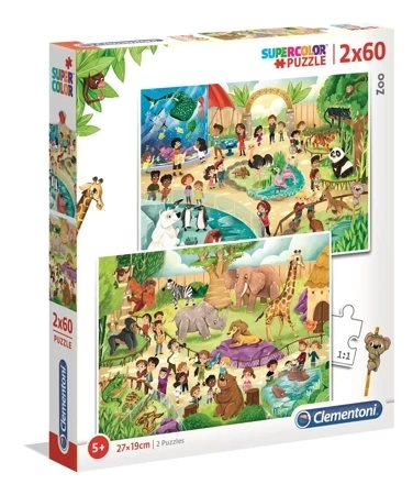 Puzzle 2x60 Super kolor Zoo