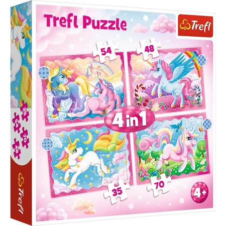 Puzzle 4w1 (12,15,20,24) Jednorożce i magia 34389