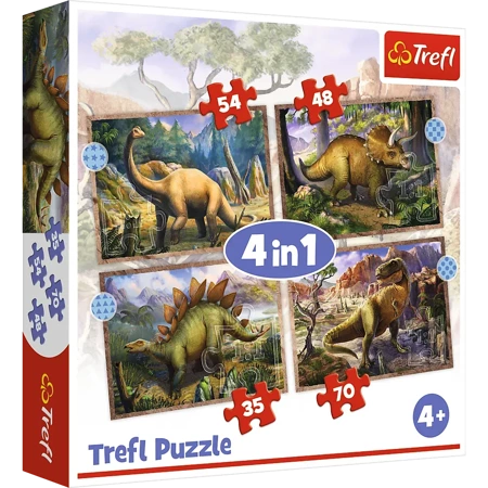 Puzzle 4w1 (35,48,54,70) Ciekawe Dinozaury 34383