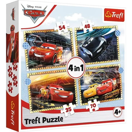 Puzzle 4w1 (35,48,54,70) Do startu, gotowi, start! Cars 3 34608