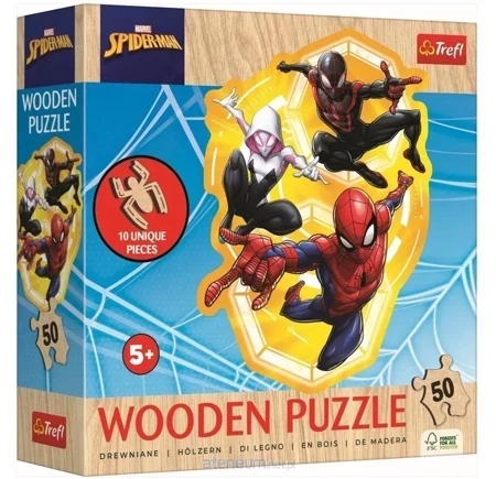 Puzzle 50 Drewniane Konturowe Spider-Man gotowy w akcji 20280