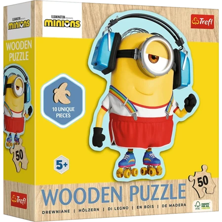 Puzzle 50 Drewniane Konturowe Szalony Minionek 20239