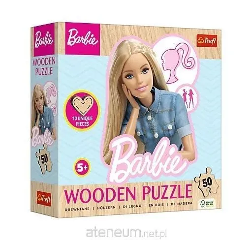 Puzzle 50 Drewniane Konturowe Ulubiona modna Barbie 20282