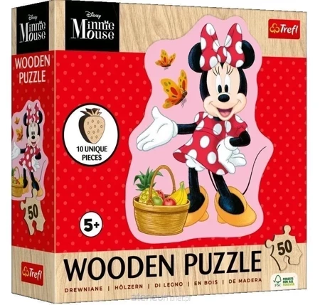 Puzzle 50 Drewniane Konturowe Wesoła Minnie 20279