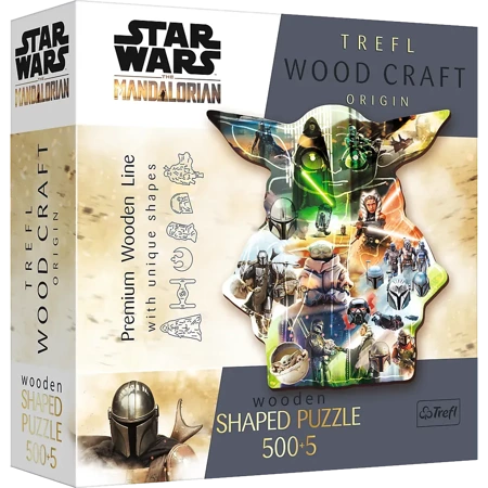 Puzzle 500+5 Puzzle Drewniane konturowe Tajemniczy Grogu  Star Wars The Mandalorian