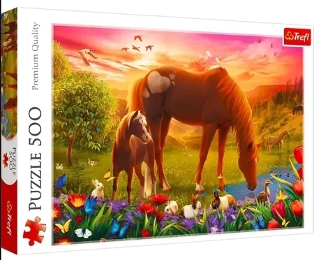 Puzzle 500 Konie na łące 37451