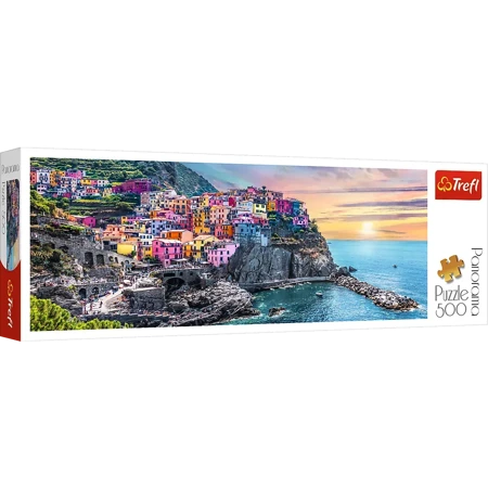 Puzzle 500 panoramiczne Vernazza o zachodzie słońca Włochy 29516