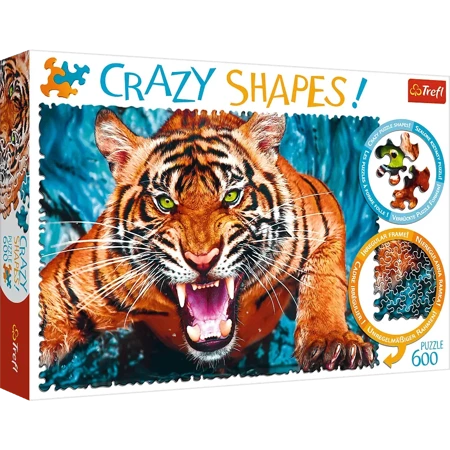 Puzzle 600 Crazy Shapes Oko w oko z tygrysem 11110