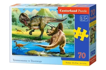 Puzzle 70 Dinozaury tyrannosaurus i triceratops B-070084