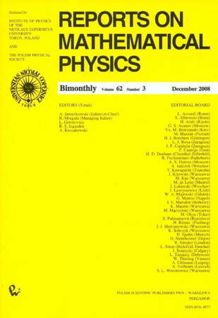 Reports On Mathematical Physics 62/3 2008