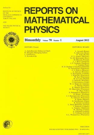 Reports On Mathematical Physics 70 / 1 Pergamon