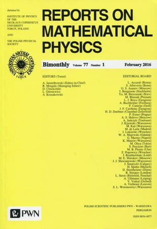 Reports On Mathematical Physics 77/1 2016 Kraj