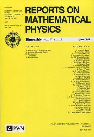 Reports On Mathematical Physics 77/3 2016 Kraj