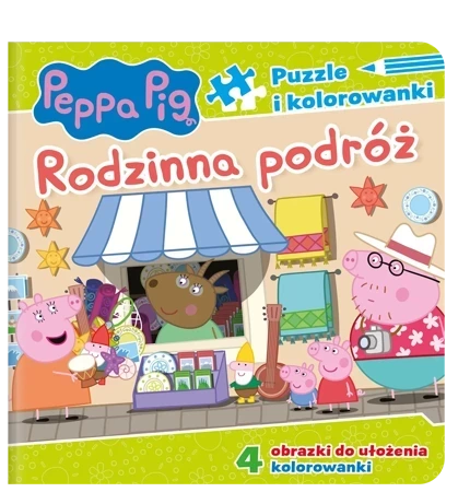 Rodzinna podróż. Puzzle i kolorowanki. Świnka Peppa