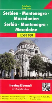 Serbia czarnogóra macedonia mapa 1:500 000