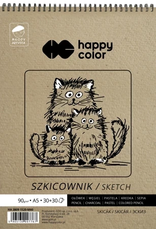 Szkicownik Happy Color Młody Artysta na spirali A5 60 arkuszy 80/90g