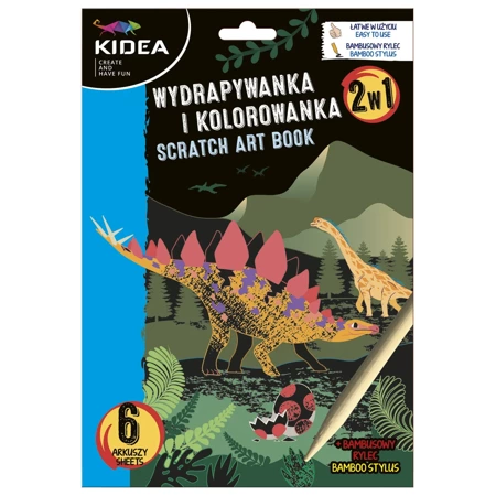 Wydrapywanka i kolorowanka 2w1 Kidea dinozaury