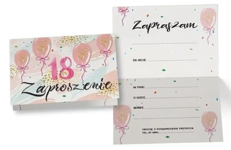 Zaproszenie ZZ-081 Urodziny 18 (5 szt.)