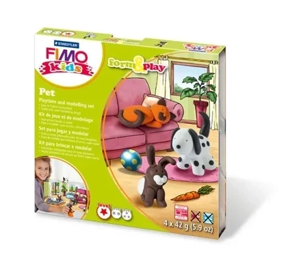 Zestaw FIMO Kids Form&Play Zwierzaki 4 x 42g + akcesoria Staedtler