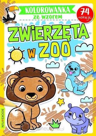 Zwierzęta w zoo. Kolorowanka ze wzorem