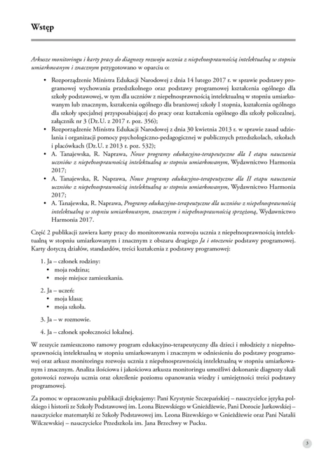 Arkusze monitoringu i karty pracy do diagnozy rozwoju ucznia z niepełnosprawnością intelektualną w stopniu umiarkowanym i znacznym Część 2 Arkusze monitoringu 2