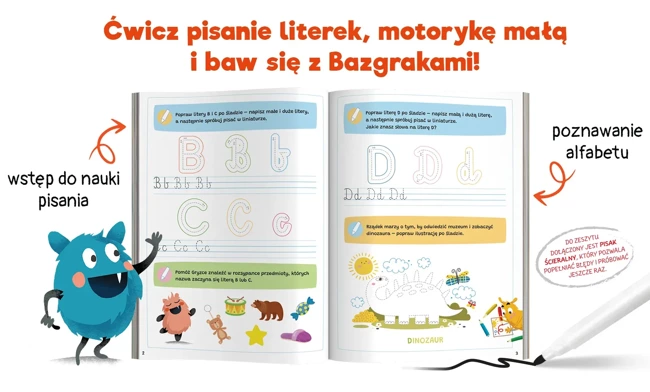 Bazgraki piszą po śladzie. Literki. Kapitan Nauka 3-6 lat