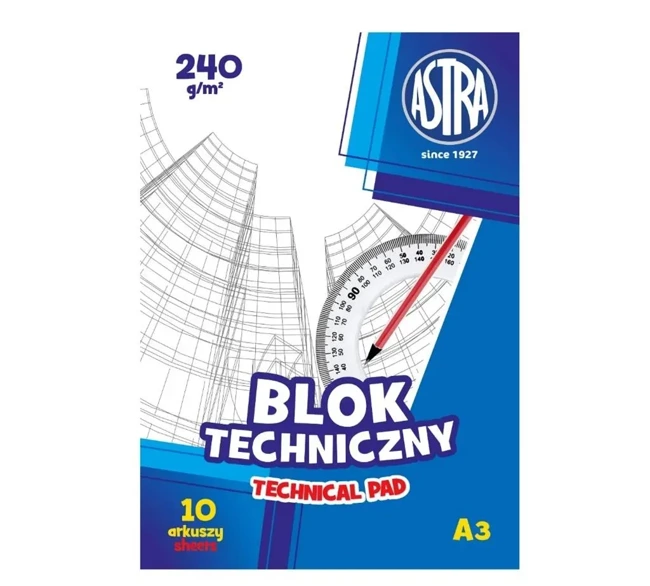 Blok techniczny A3/10K 240g (10szt) ASTRA