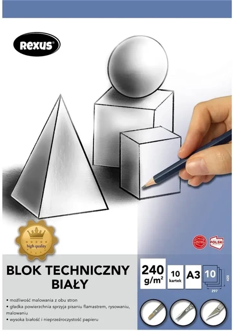 Blok techniczny A3/10K biały Premium