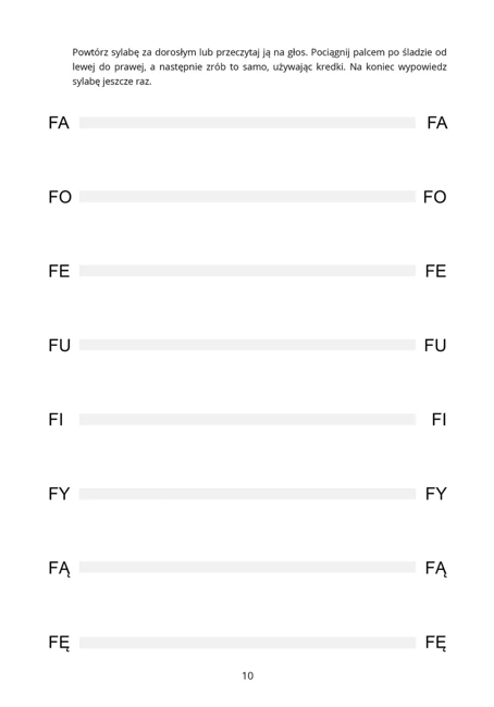 Ćwiczenia wprowadzające i utrwalające głoski F, W