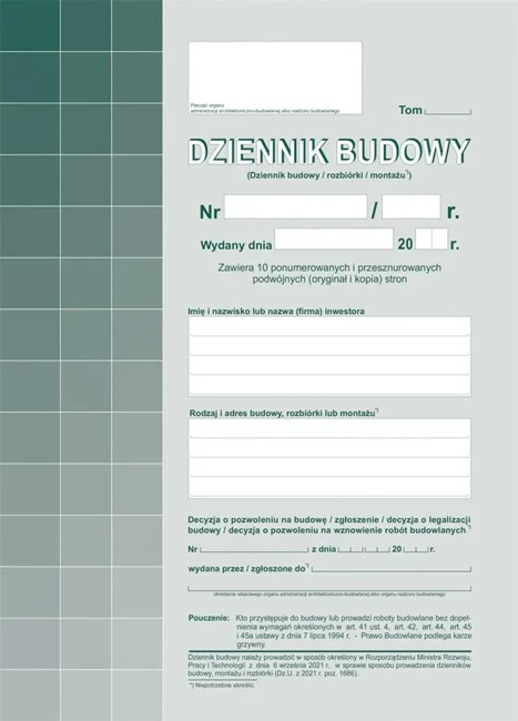 Dziennik budowy 603-S1