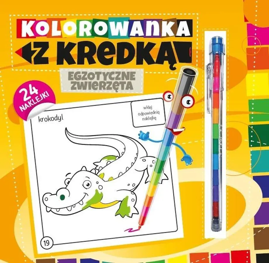 Dzikie zwierzęta. Kolorowanka z kredką