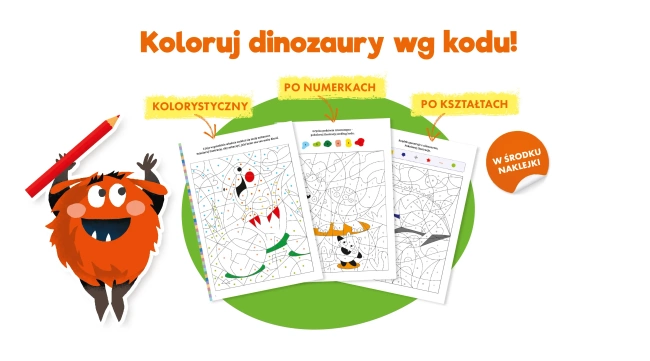 Kolorowanie według kodu. Bazgraki i dinozaury. Kapitan Nauka