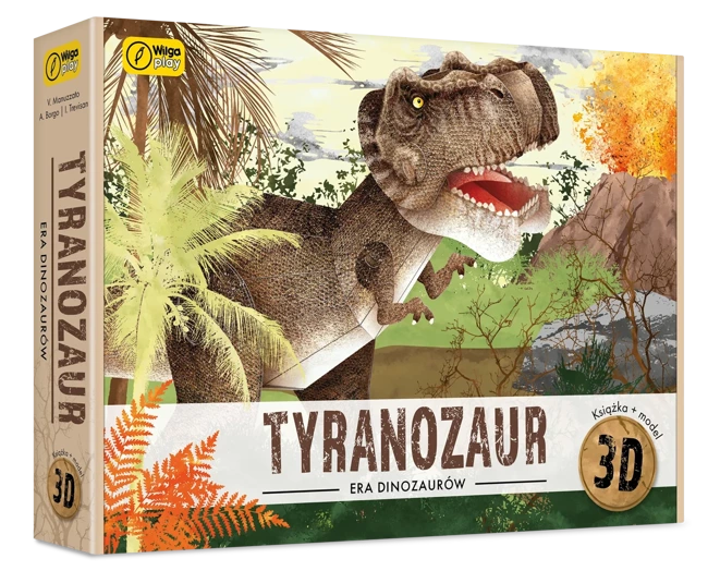 Książka i puzzle 3D era diznozaurów Tyranozaur