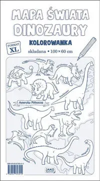 Mapa Świata Dinozaury Kolorowanka XL 2 sztuki