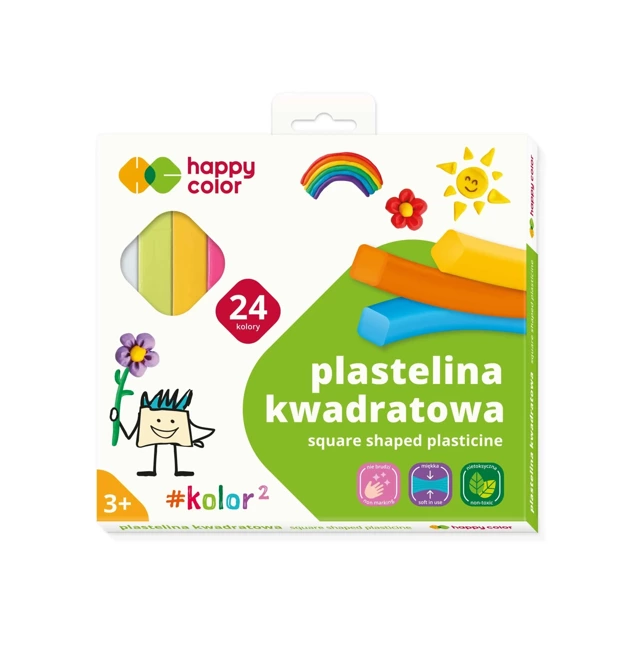 Plastelina szkolna kwadratowa 24 kolory Happy Color