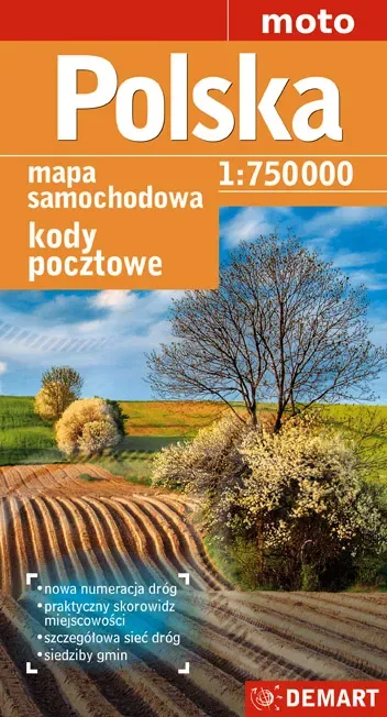 Polska mapa samochodowa 1:750 000 Kody pocztowe