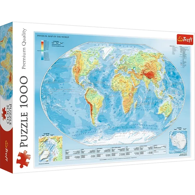 Puzzle 1000 Mapa fizyczna Świata 10463