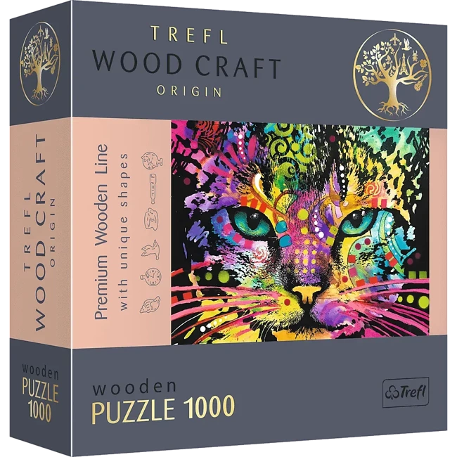 Puzzle 1000 drewniane Kolorowy kot 20148