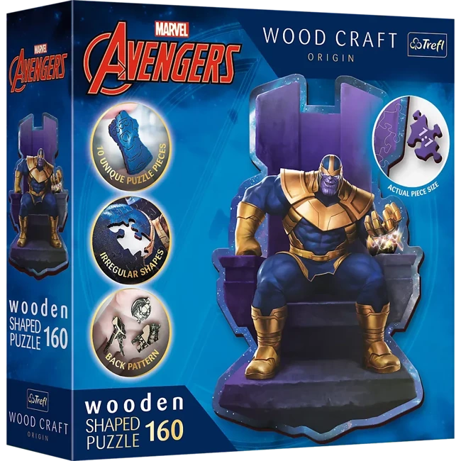 Puzzle 160 drewniane konturowe Thanos na Tronie 20184