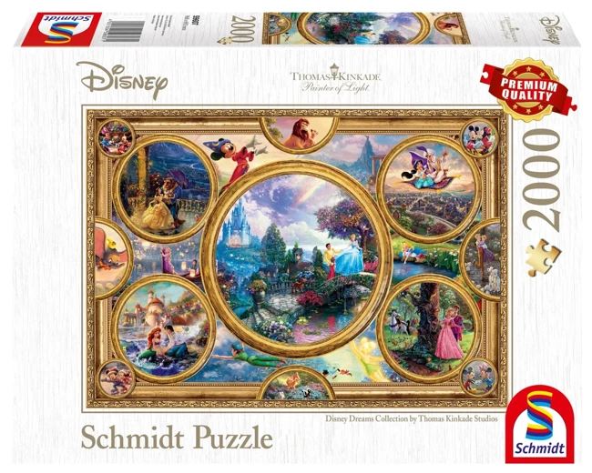 Puzzle 2000 PQ Bohaterowie bajek Disney T.Kinkade 108139