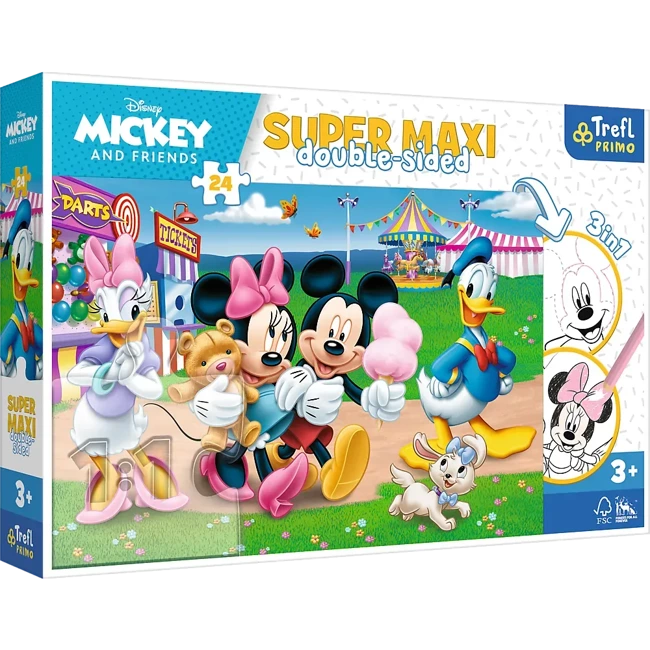 Puzzle 24 SUPER MAXI Mickey w wesołym miasteczku 41005