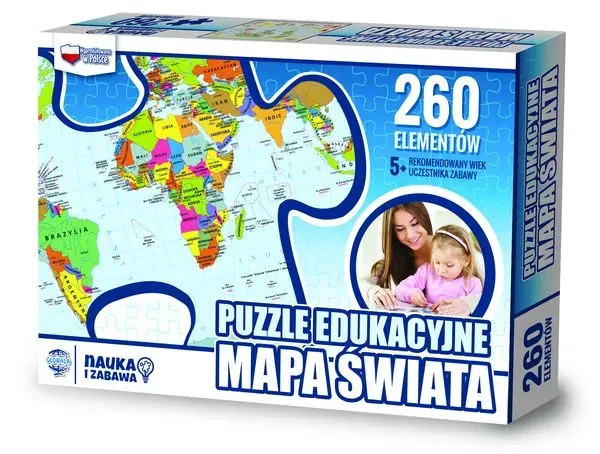 Puzzle 260 edukacyjne Mapa świata