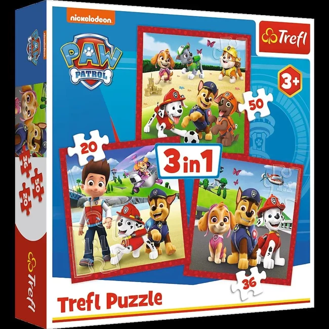 Puzzle 3w1 Wesołe pieski Paw Patrol 34867