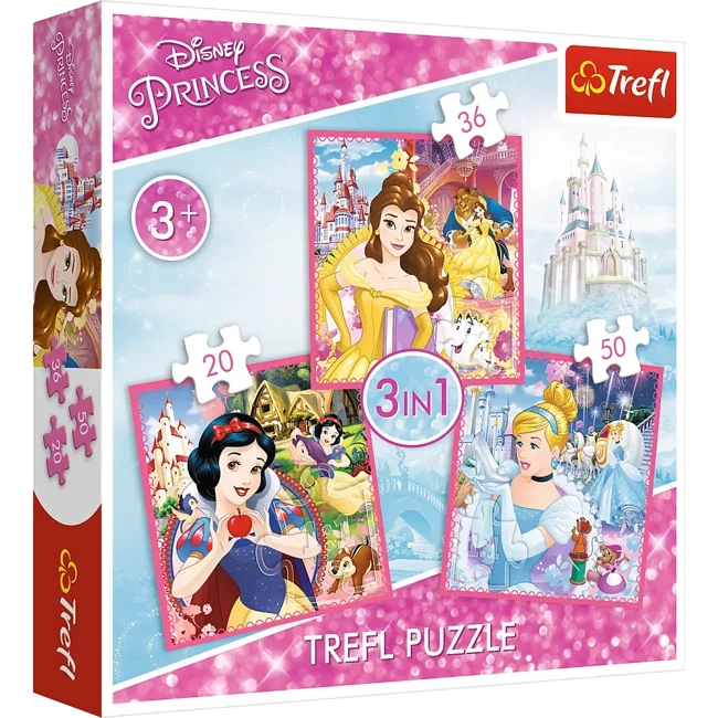 Puzzle 3w1 Zaczarowany świat Księżniczek TREFL